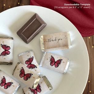 Burgund-Schmetterling-Mini-Schokoriegel-Verpackung Poster