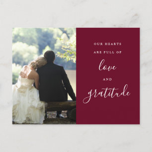 Burgund Schrift Foto Hochzeit Danke Postkarte