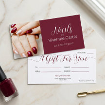 Burgund Schrift Foto Nagelstudio Geschenkgutschein