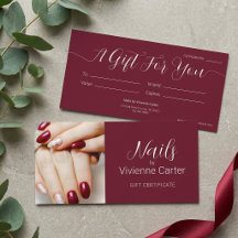 Burgund Schrift Foto Nagelstudio Geschenkgutschein