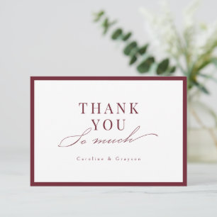 Burgund Schrift-Typografie Hochzeit Dankeskarte