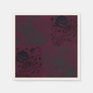 Burgund & Schwarz Dark Garden Gothic Glamour Hochz Serviette