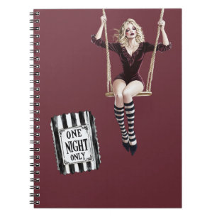 Burgund Schwarz Weiß Zirkus Swing Blond Dame Notizblock