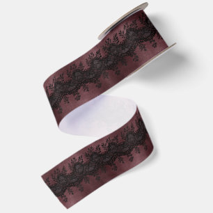 Burgund-schwarze Brautdusche aus falschem Spitzens Satinband