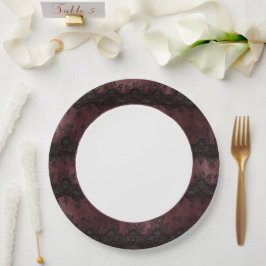 Burgund schwarze falsche Spitze Hochzeit Pappteller
