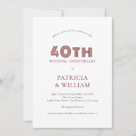 Burgund Schwarzer Text 40. Hochzeitstag Einladung