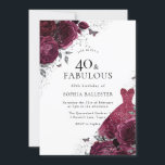 Burgund & Silver Dress Floral Rose 40. Geburtstag Einladung<br><div class="desc">Burgund & Silver Dress Floral Rose 40. Geburtstag Party 40 & Fantastische Einladung Mehr elegante Blumenmotive in unserem Shop! Sehen Sie sich die passende Kollektion in unserem Shop an</div>