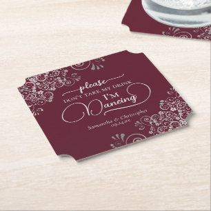 Burgund & Silver Posh Nimm meine Trinkehe nicht. Untersetzer