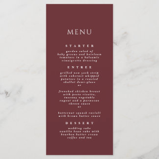 Burgund Simple Chic Moderne Elegantes Abendessen H Menükarte