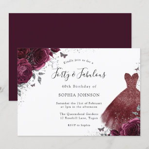 Burgund Sparkle Dress Rose 40 & Fabulous 40. Einladung