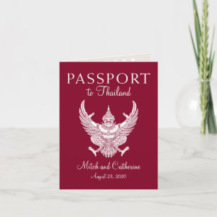 Burgund Thailand Hochzeit Reisepass Save the Date Einladung