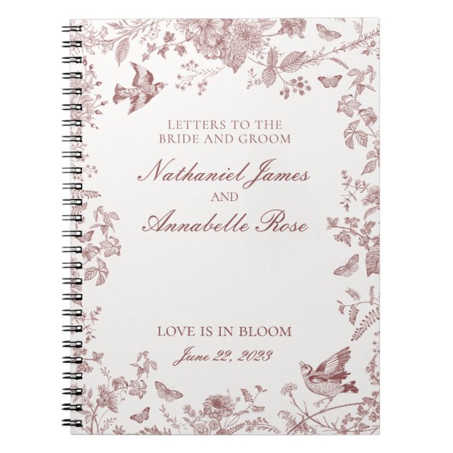 Burgund Toile Hochzeitbriefe und Bräuche Notizblock (Vorderseite)