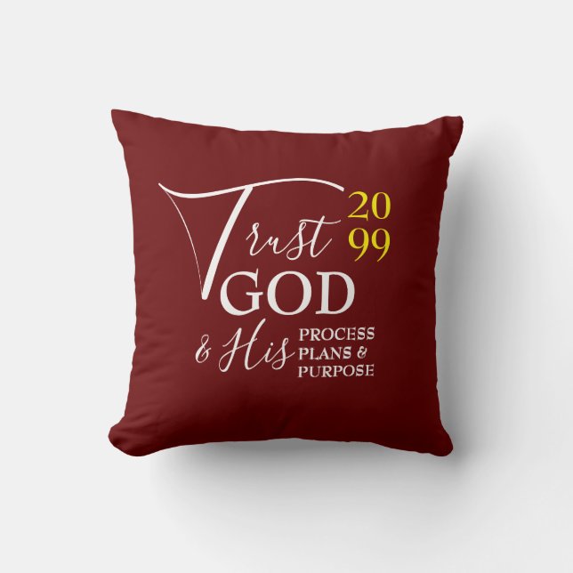 Burgund TRUST GOD Christliches neues Jahr Kissen (Vorderseite)