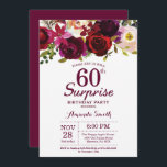 Burgund Überraschung Floral 60. Geburtstagsparty Einladung<br><div class="desc">Burgund Floral Überraschung 60. Geburtstagsparty Einladung für Frauen. Burgund Rot Geburtstagsparty Einladung. Burgund Watercolor Floral Blume. 13. 16. 18. 20. 21. 30. 50. 60. 70. 80. 90. 100., Any Ages. Printable Digital. Für weitere Anpassungen klicken Sie bitte auf die Schaltfläche "Anpassen" und verwenden Sie unser Designwerkzeug, um diese Vorlage zu...</div>