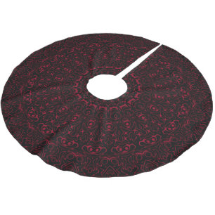 Burgund und Black Mandala Kaleidoscope Medallion Polyester Weihnachtsbaumdecke