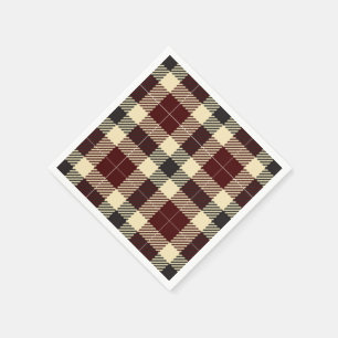 Burgund und Black Tartan Kariert Paper Napkins Serviette