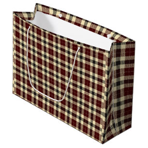 Burgund und Black Tartan Karierte große Geschenkta Geschenktüte