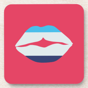 Burgund und blaue Streifen Getränkeuntersetzer