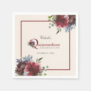 Burgund und Blauer Party Quinceanera Serviette