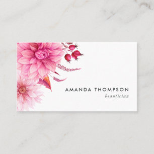 Burgund und Blush-Aquarell-Blumen Visitenkarte