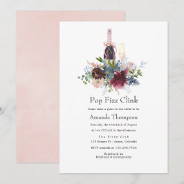 Burgund und Blush Bridal Pop Fizz Clink Einladung