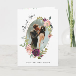 Burgund und Blush Floral Wedding Foto Vielen Dank Dankeskarte