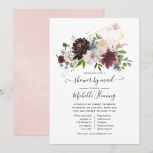 Burgund und Blush Florale Babyparty per Post Einladung