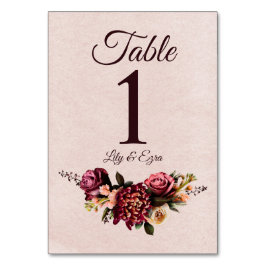 Burgund und Blush Tischnummer