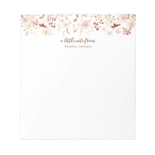 Burgund und Blush Wildblumen individuell Notizblock