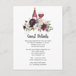Burgund und Blush Wine Thema Blumenladen Details Begleitkarte