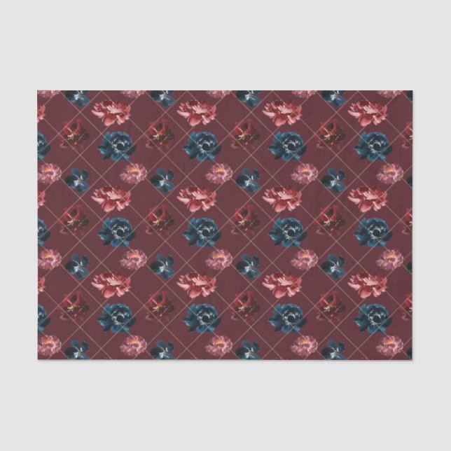 Burgund und Blüten (Design 2 Red Series) Seidenpapier (Vorderseite)