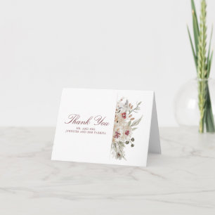 Burgund und cremefarbene Blumen Hochzeit Danke