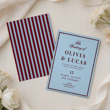 Burgund und Eisblau alte Geld Hochzeitseinladung