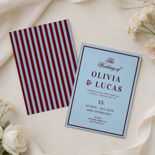 Burgund und Eisblau alte Geld Hochzeitseinladung Einladung