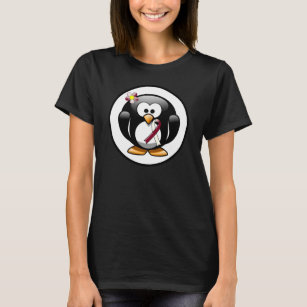 Burgund und Elfenbein-Ribbon-Pinguin T-Shirt