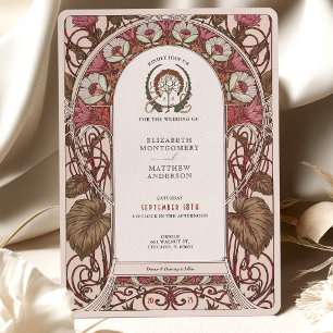 Burgund- und Elfenblumen im Jugendstil für die Hoc Einladung