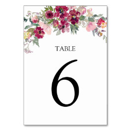 Burgund und errötete Rose Hochzeit Tischnummer