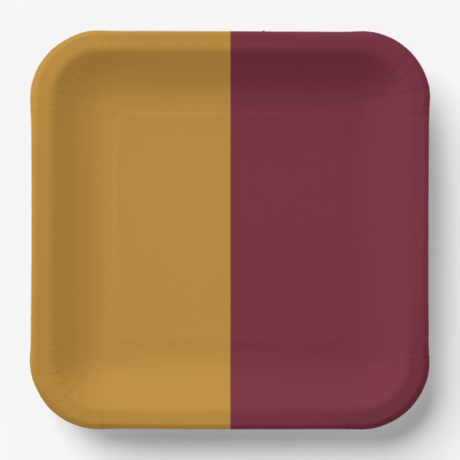 Burgund und Gelb Pappteller (Vorderseite)