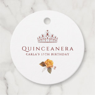Burgund und Gelbblütenquinceanera Geschenkanhänger