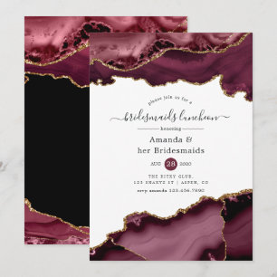 Burgund und Gold Agate Bridesmaids Luncheon Einladung