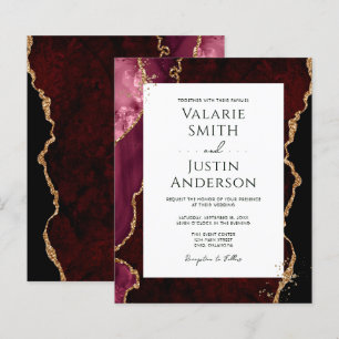 Burgund und Gold Agate Stone Budget Hochzeit