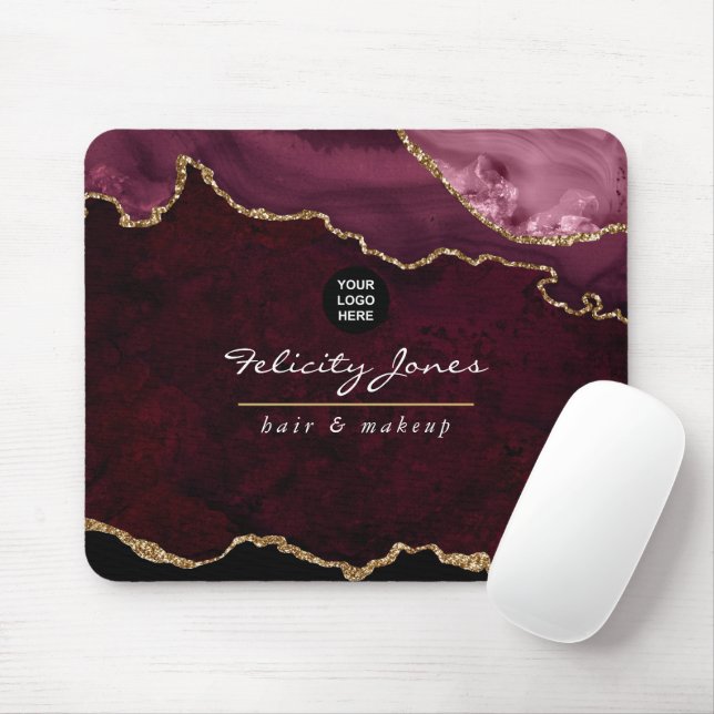 Burgund und Gold Agate Wertvoll Stone Business Mousepad (Mit Mouse)
