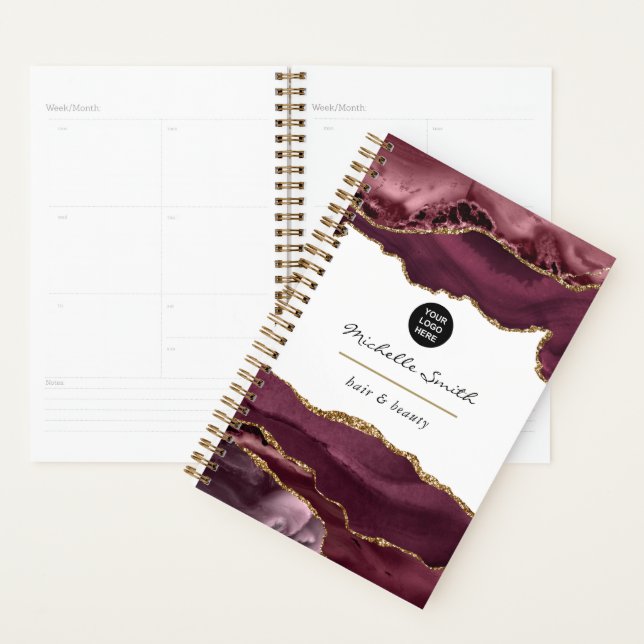 Burgund und Gold Agate Wertvoll Stone Business Planer (Anzeige)