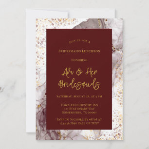 Burgund und Gold Alkohol Tinte Bridesmaids Luncheo Einladung