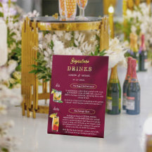 Burgund und Gold Einfache Hochzeits-Signatur-Drink