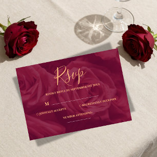 Burgund und Gold elegante Hochzeit Antwortkarte RSVP Karte