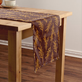 Burgund und Gold Floral Sprig Kurzer Tischläufer