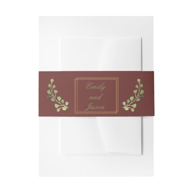 Burgund und Gold Gerahmte Monogramm Einladungsbanderole (Vorderseite Beispiel)