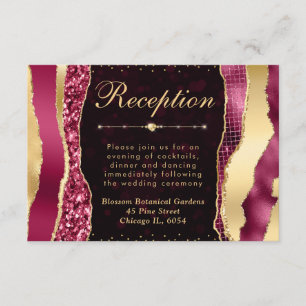 Burgund und Gold Glamour Tränen Bokeh Hochzeit Begleitkarte