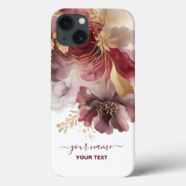Burgund und Gold Glitzer Blumengatter Case-Mate iPhone Hülle